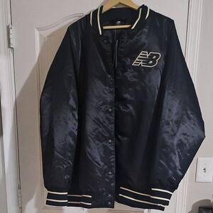 New Balance Black Satin Bomber Jacket